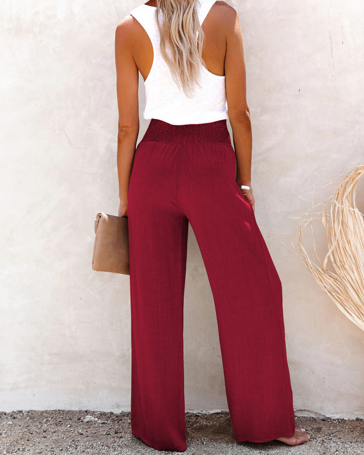 Nikki | Linnen broek met hoge taille