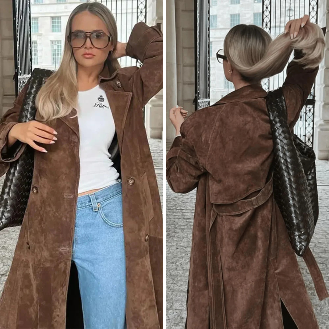 Maren Suede Luxe | Suede trenchcoat met Riem