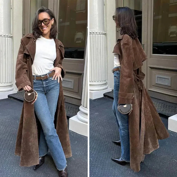 Maren Suede Luxe | Suede trenchcoat met Riem