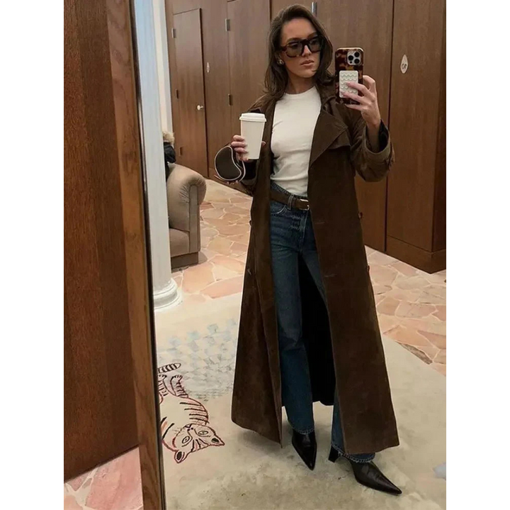 Maren Suede Luxe | Suede trenchcoat met Riem