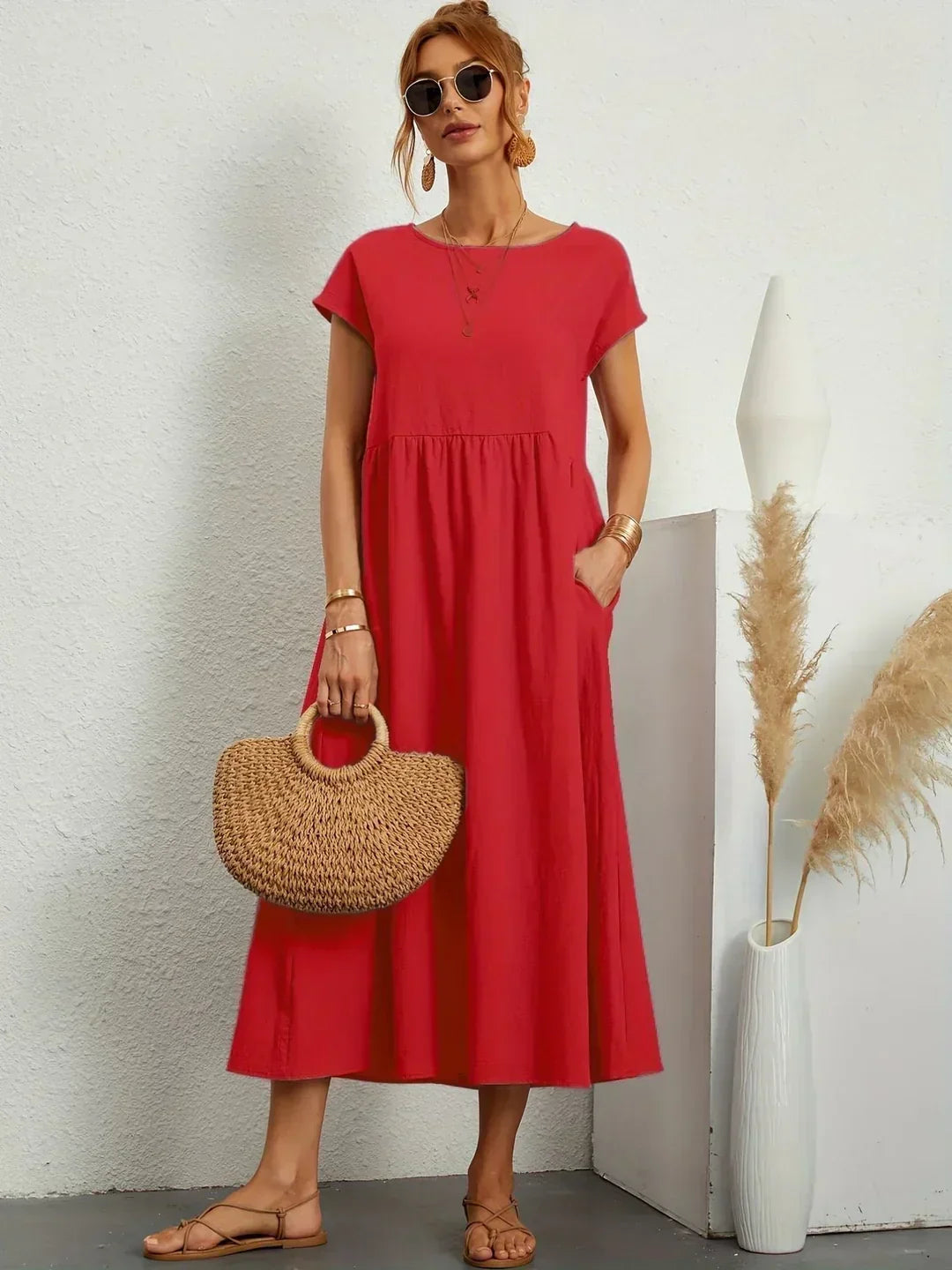 Ilse | Midi jurk in tijdloze vloeibare elegantie