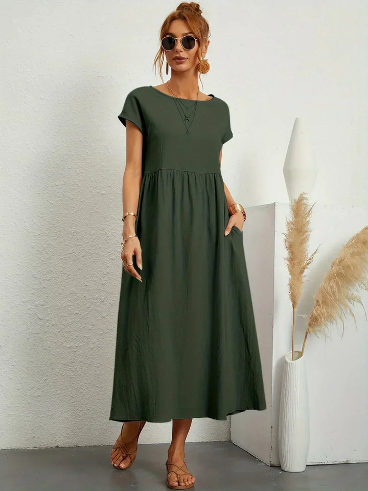 Ilse | Midi jurk in tijdloze vloeibare elegantie