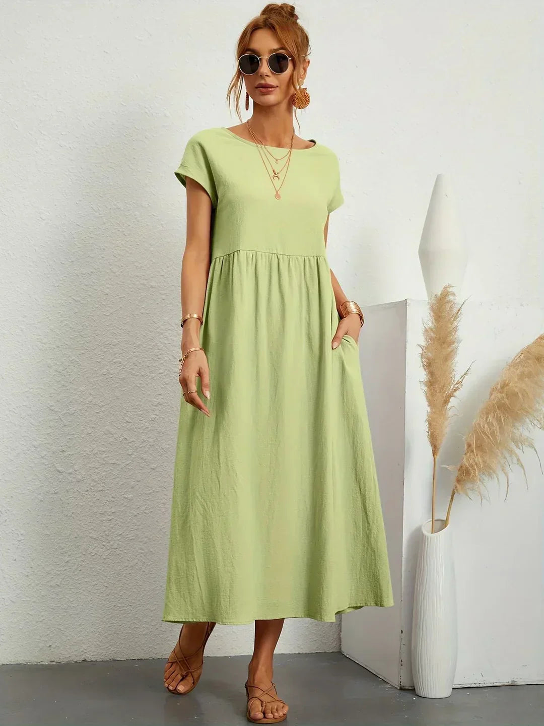 Ilse | Midi jurk in tijdloze vloeibare elegantie