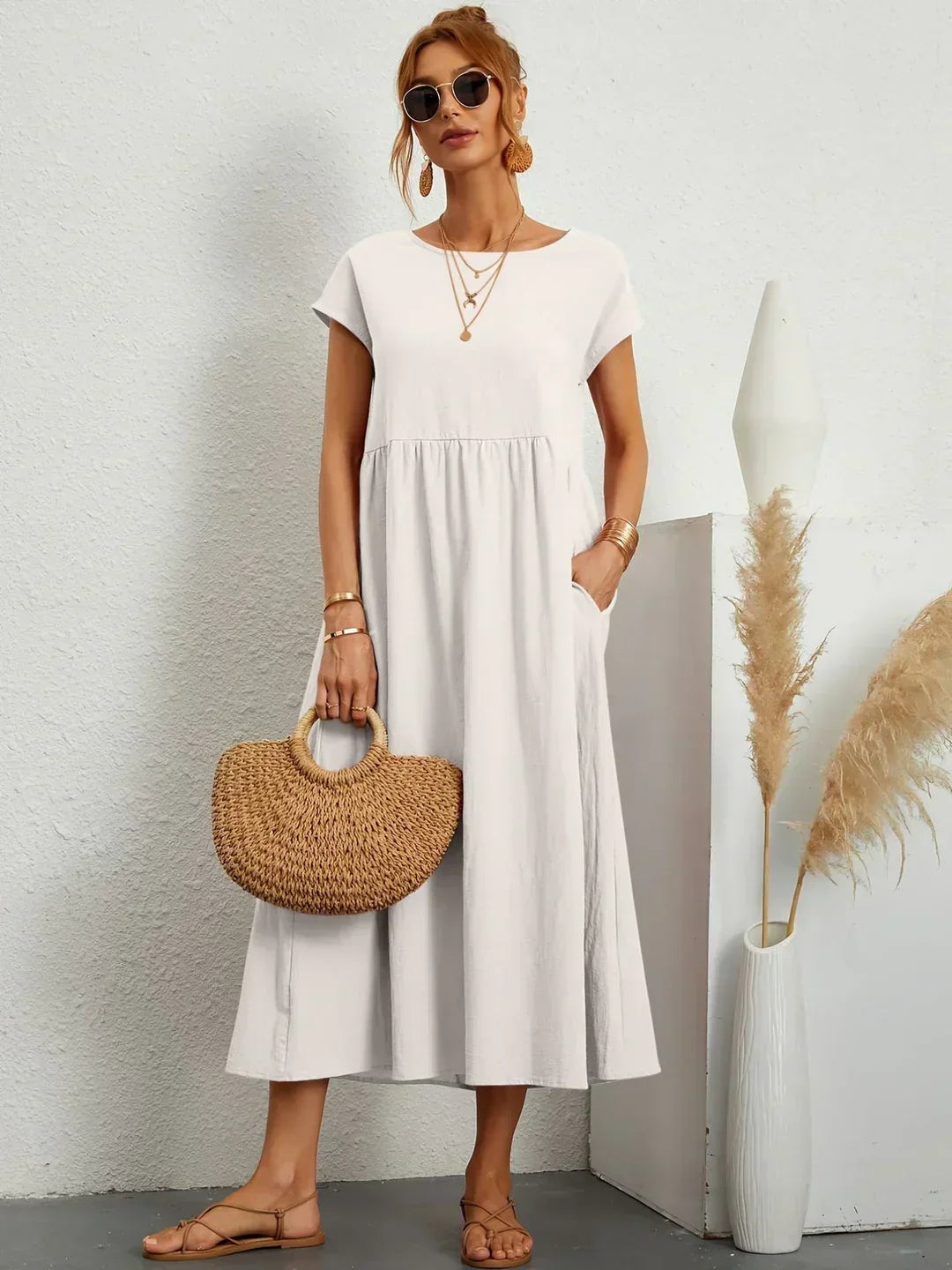 Ilse | Midi jurk in tijdloze vloeibare elegantie