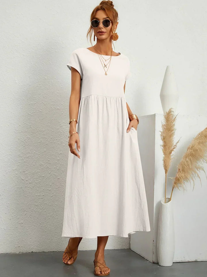 Ilse | Midi jurk in tijdloze vloeibare elegantie