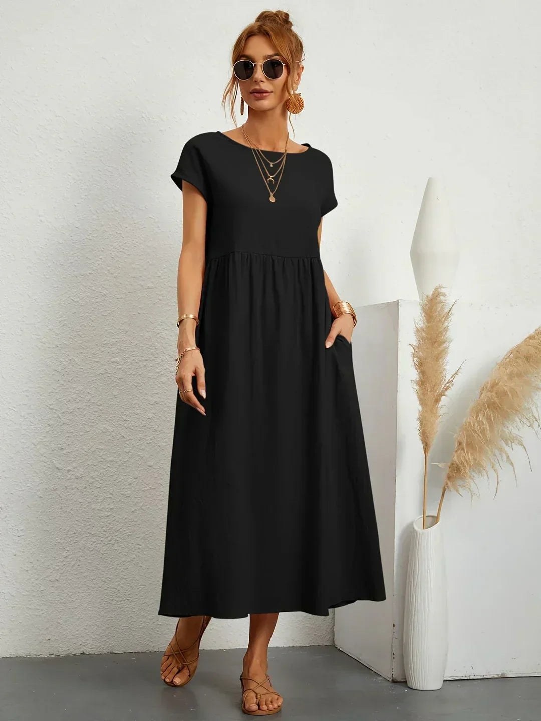 Ilse | Midi jurk in tijdloze vloeibare elegantie