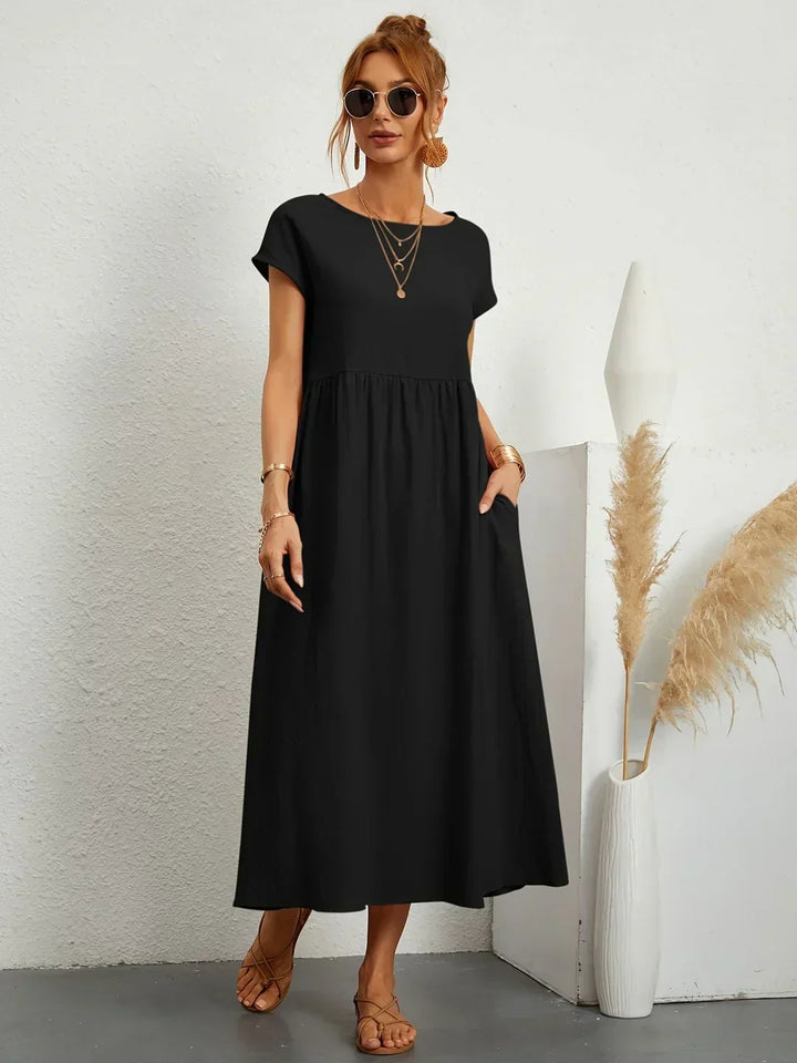 Ilse | Midi jurk in tijdloze vloeibare elegantie