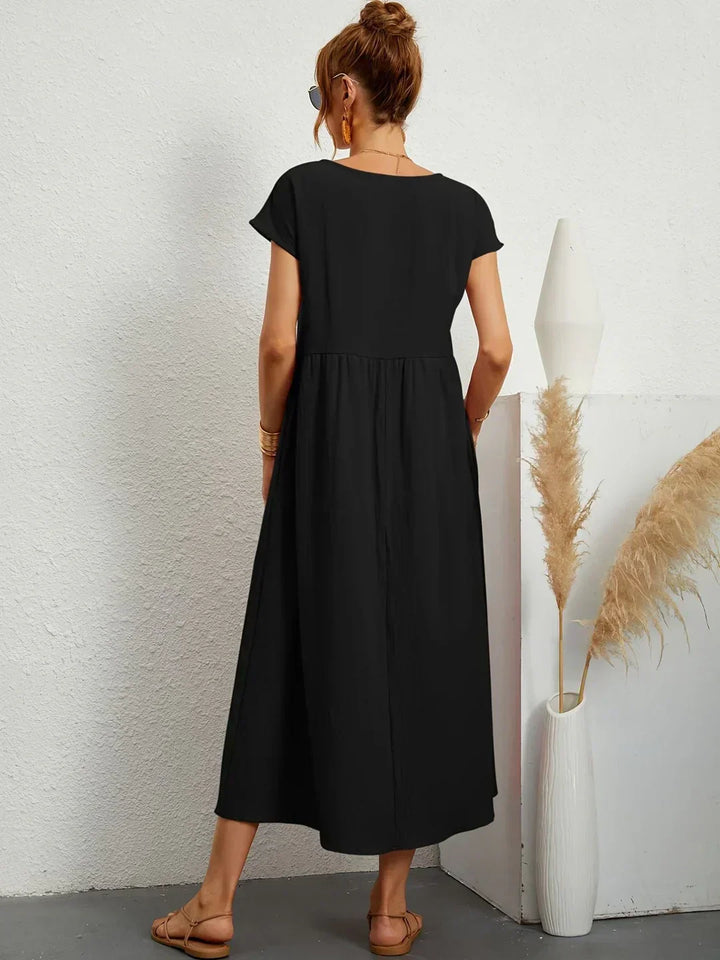 Ilse | Midi jurk in tijdloze vloeibare elegantie