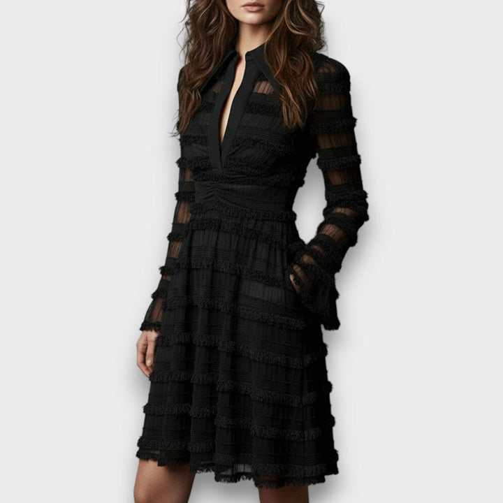 Natalia | Kanten Jurk met Elegante V-Hals