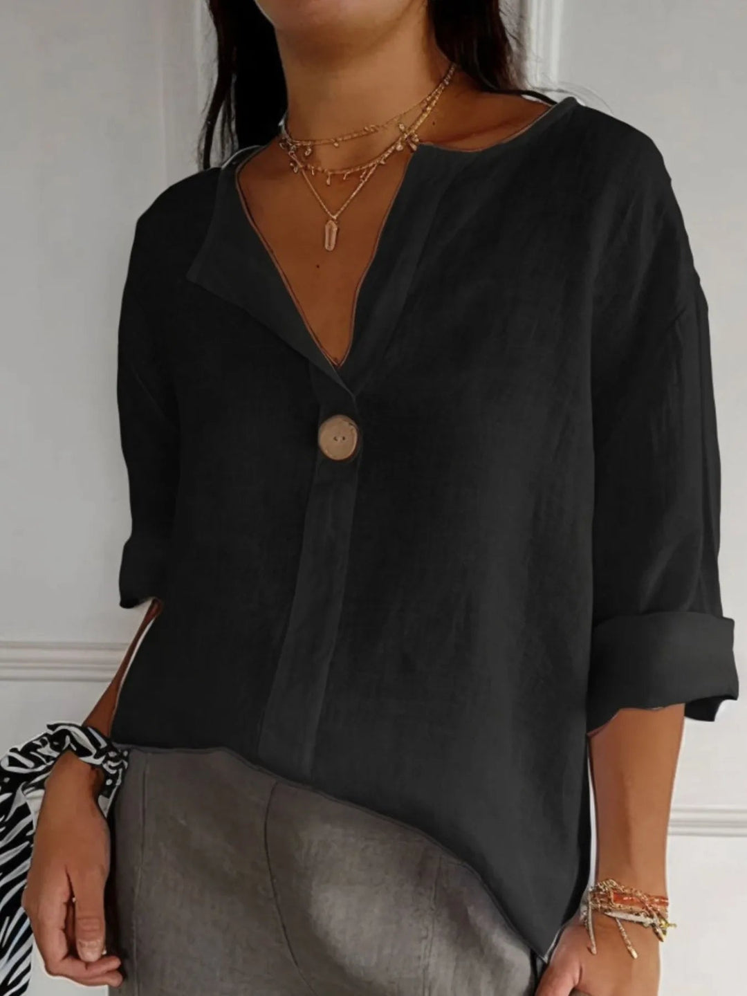 Samy | Blouse van linnenmix
