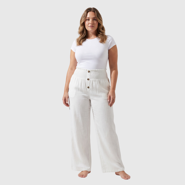 Nikki | Linnen broek met hoge taille
