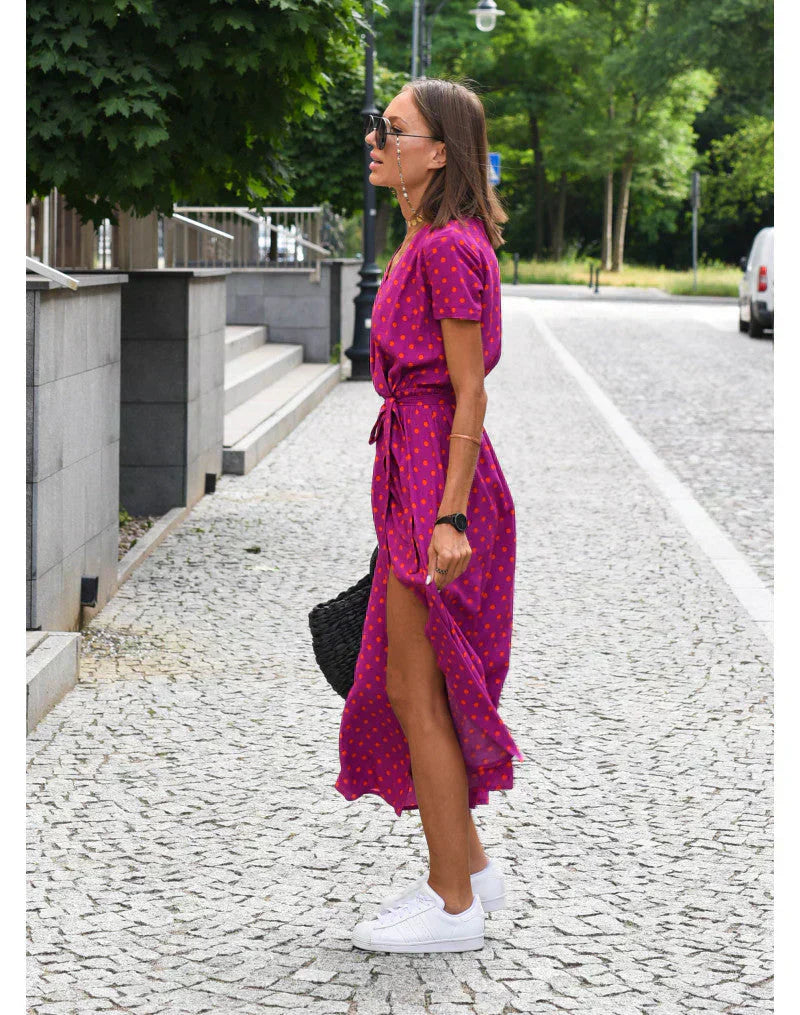 Julia | Elegante Jurk met V-hals en Elegante Snit