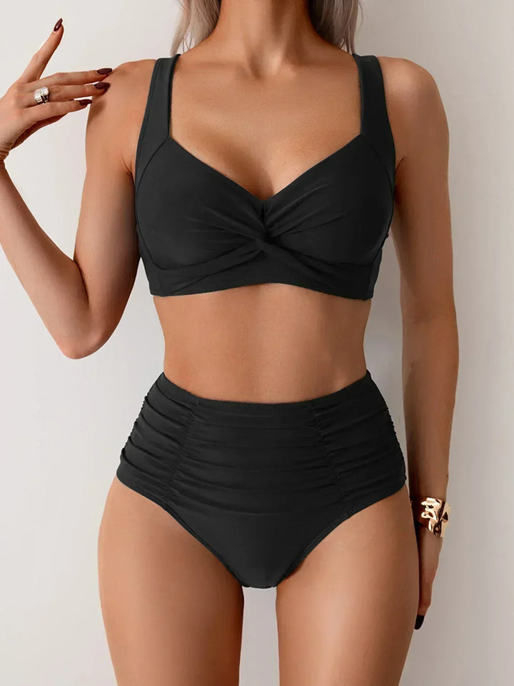 Roos | Bikini Bandeau van Gerimpeld Stof