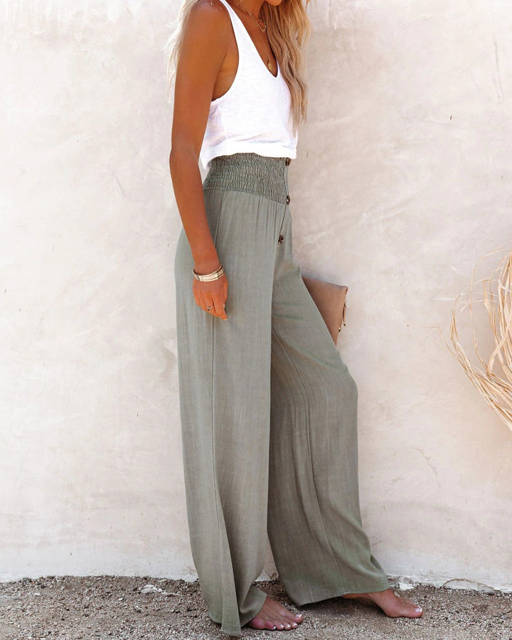 Nikki | Linnen broek met hoge taille
